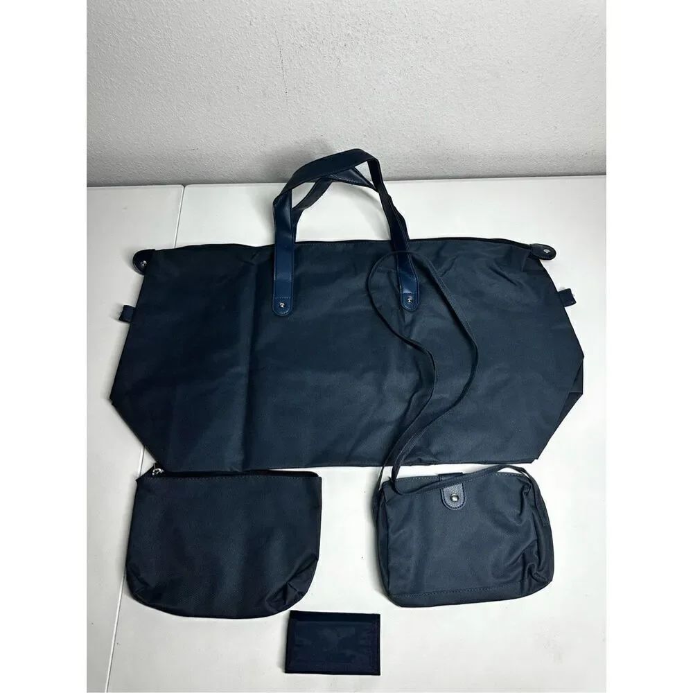 Vintage Weekend Set La Maison De Voyage Blue Duffle Crossbody Makeup Bag Wallet